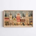 Whimsical Christmas Village for Samsung Frame TV | Festive Holiday Wall Art