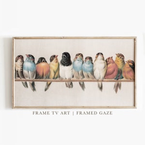 Cadre pour téléviseur, oiseaux d'art | Frame TV Art printemps | Peinture vintage | Téléchargement numérique | Art mural pour téléviseur