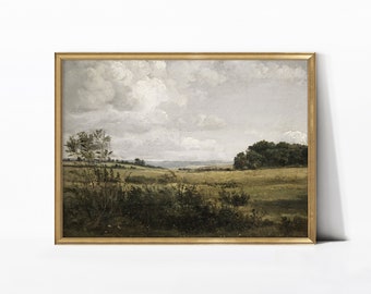 Vintage Landscape Art | Countryside Landscape Print | Rustic Country Print | Moody Wall Art | Living Room Painting | Printable Wall Art