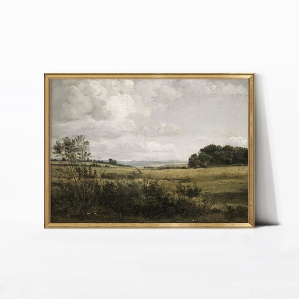 Vintage Landscape Art | Countryside Landscape Print | Rustic Country Print | Moody Wall Art | Living Room Painting | Printable Wall Art