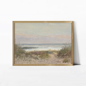 Vintage Painting of Beach Vintage Wall Art Beach Grass Printable Antique Wall Art Coastal Wall Art Digital Download image 1