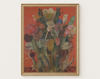 Strange Flower Bouquet Print, Vintage Wall Art, Printable Art, Digital Download