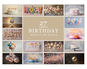 Paquete de marcos decorativos para TV con temática de fiesta de cumpleaños / 27 diseños para celebraciones (descarga digital)