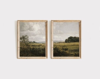 Vintage Landscape Set of 2 Prints, Gallery Wall Art Printable, Vintage Wall Art, Printable Wall Art