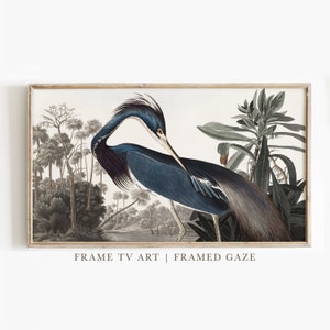 Frame TV Art | Blue Heron Vintage Painting  | Frame TV Art | Digital Download | Art for Samsung Frame TV