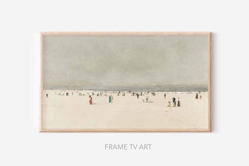 Samsung Frame TV Art | Beach Scene  | Vintage Painting | Samsung TV Art | Digital Download | Art for Samsung Frame TV 