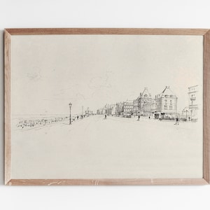 Paris Street Etching Print – Vintage French Cityscape Wall Art, Antique Architecture Sketch (Instant Download)