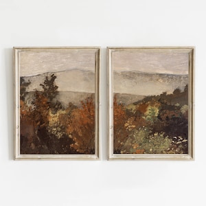 Set of 2 Autumn Prints, Vintage Wall Art Autumn, Fall Printable Art, Fine Art Print, Digital Download