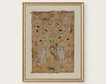 Tree of Life Embroidery Print, Vintage Wall Art, Printable Art, Digital Download