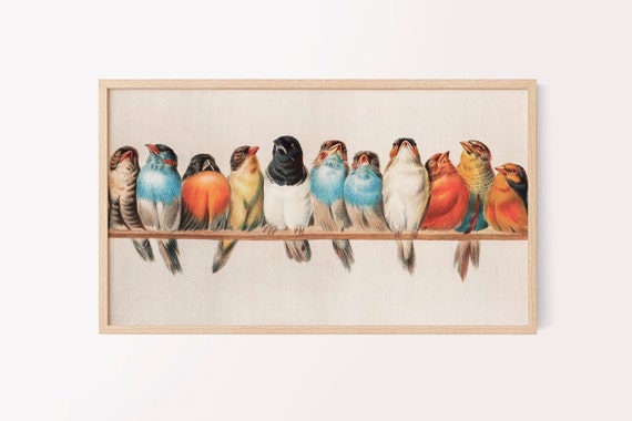 Vintage Birds SFTA19 Samsung Frame TV Art Instant Download Bird on a Wire Digital Download