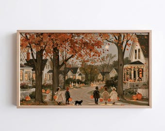 Halloween Village Frame TV Art | Trick or Treat | 4K