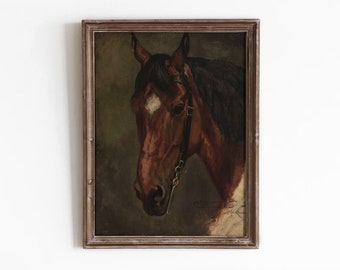 Vintage Horse Portrait Print: Equestrian Farmhouse Decor (Digital Download)