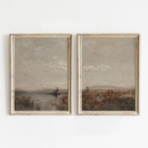 Set of 2 Marshland Prints, Vintage Wall Art Autumn, Fall Printable Art, Fine Art Print, Digital Download