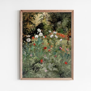 Poppy Flower Vintage Art, Antique Painting, Vintage Wall Art Prints, Antique Wall Art, Vintage Landscape Painting, Digital Download