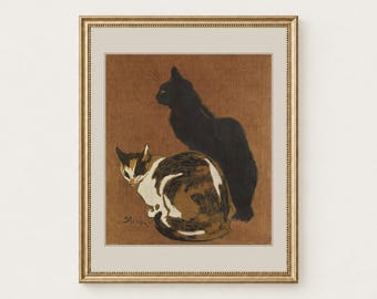 Two Vintage Cats Print, Vintage Wall Art, Printable Art, Digital Download