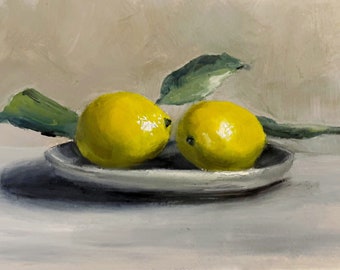 Lemon Still Life Art Print, Kitchen Wall Decor, Fine Art Giclee