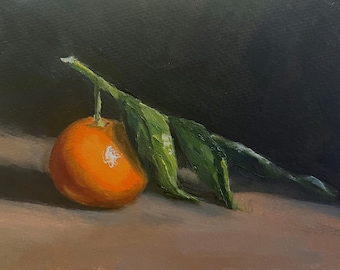 Naturaleza muerta con mandarina Satsuma, impresión giclée de bellas artes.