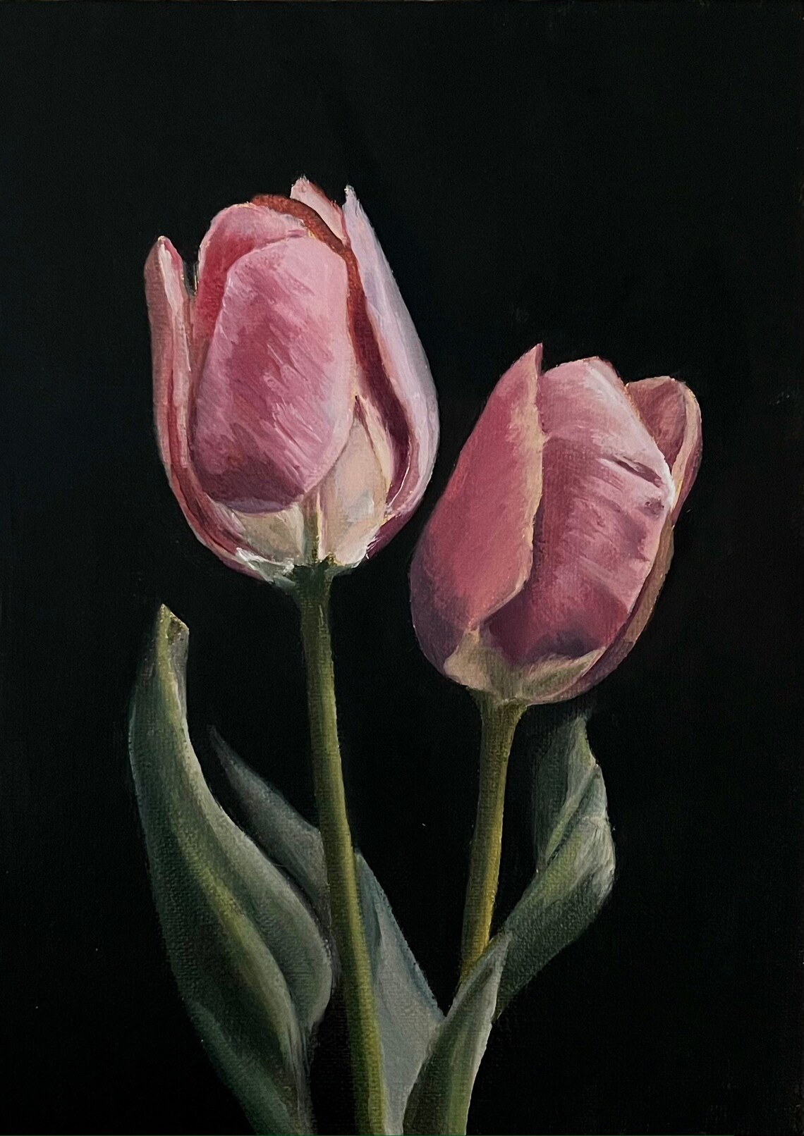 Tulip Flower Oil Painting Print, Moody Floral Wall Art - Etsy