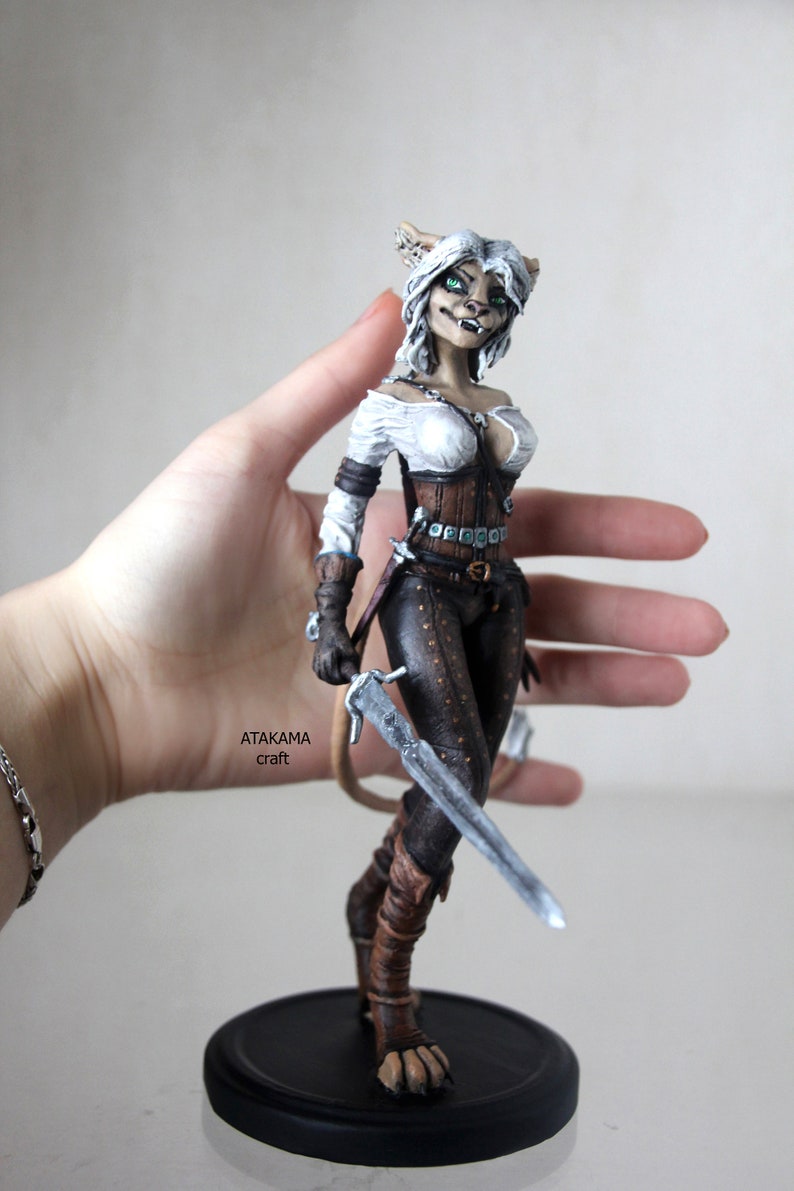 Furry Girl Cat Figurine Lioness Handmade Collectible Etsy