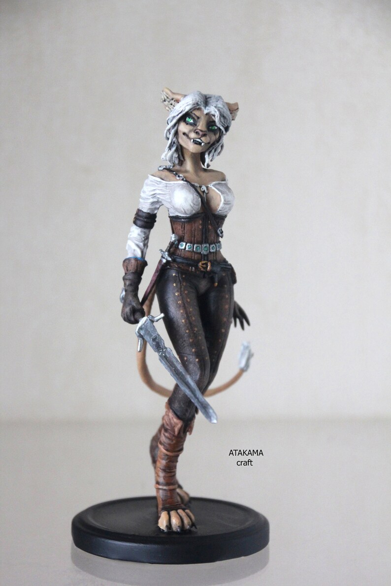 Furry Girl Cat Figurine Lioness Handmade Collectible Etsy