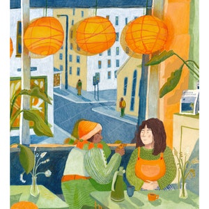 Women Chatting A4 Giclée Print image 2