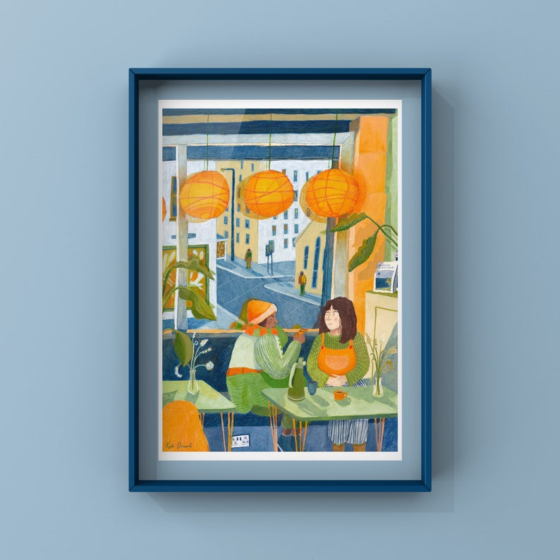 Women Chatting A4 Giclée Print image 1