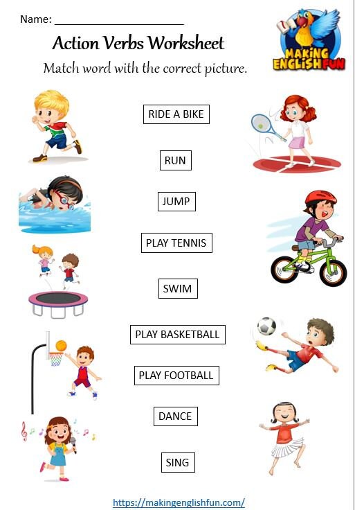 13 action verb worksheets workbook making english fun etsy