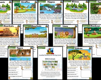 Wild Animals Animals Reading Comprehension Worksheets Kindergarten and Grade 1+