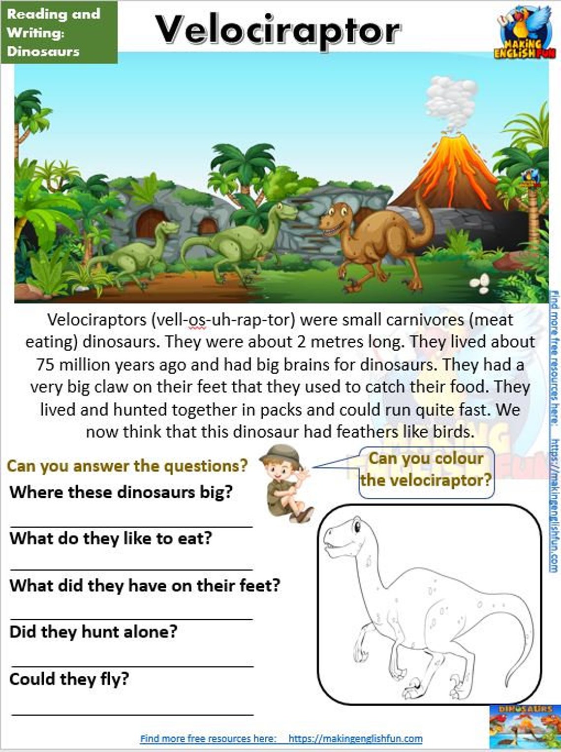 12-dinosaur-reading-comprehension-worksheets-and-cards-etsy