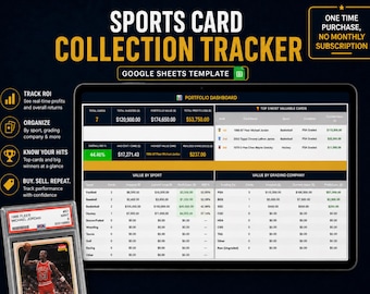 Sports Card Tracker Spreadsheet, Google Sheets + Excel, PSA BGS CGC Grading, Profit Loss Tracker Dashboard, Trading Card Portfolio