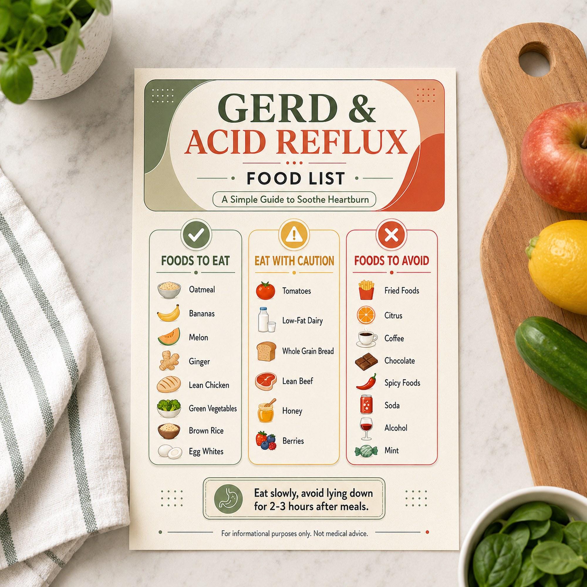 Gerd Avoid Food GERD Acid Reflux Food List Printable, Foods to Eat and Avoid Chart ...