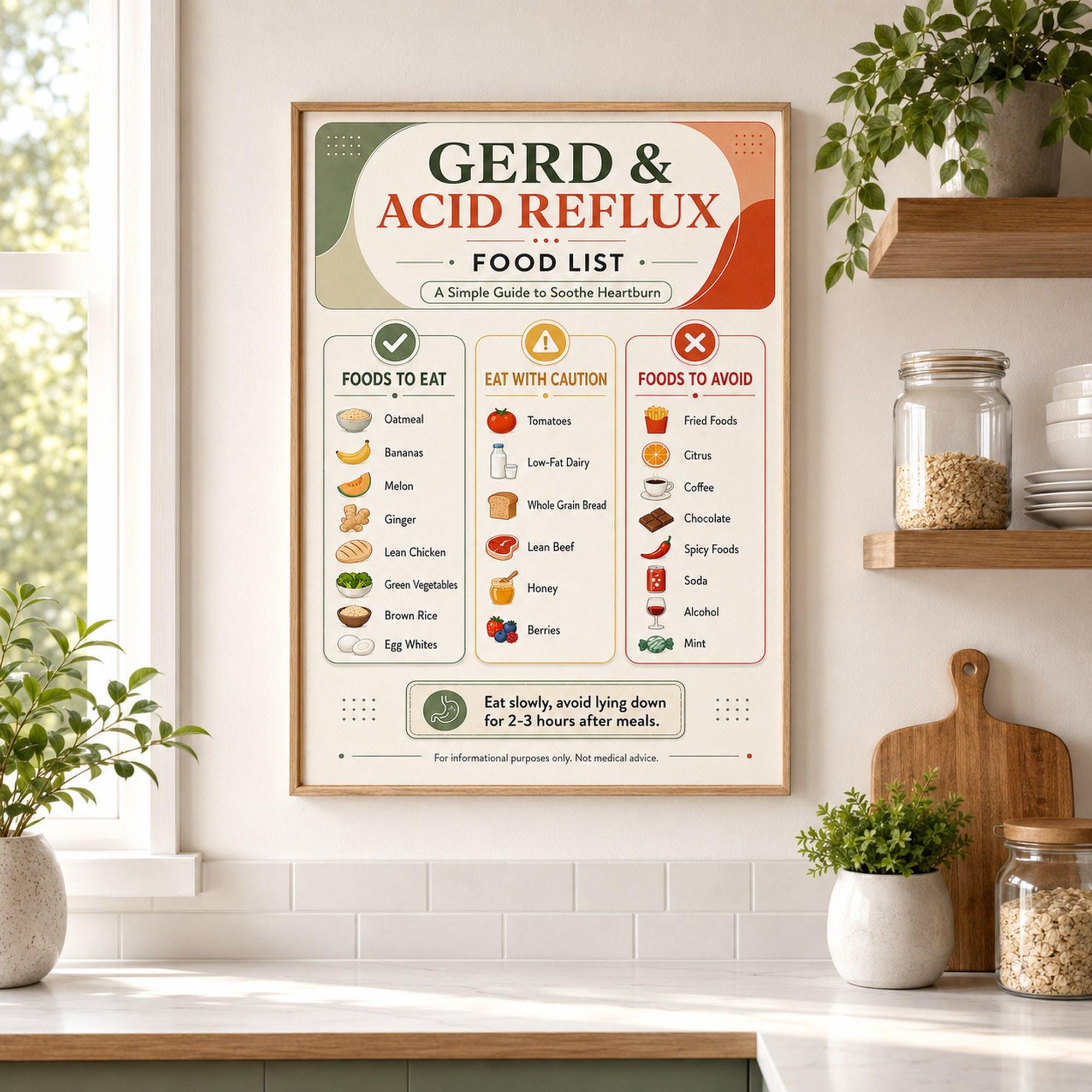 Gerd Avoid Food GERD Acid Reflux Food List Printable, Foods to Eat and Avoid Chart ...