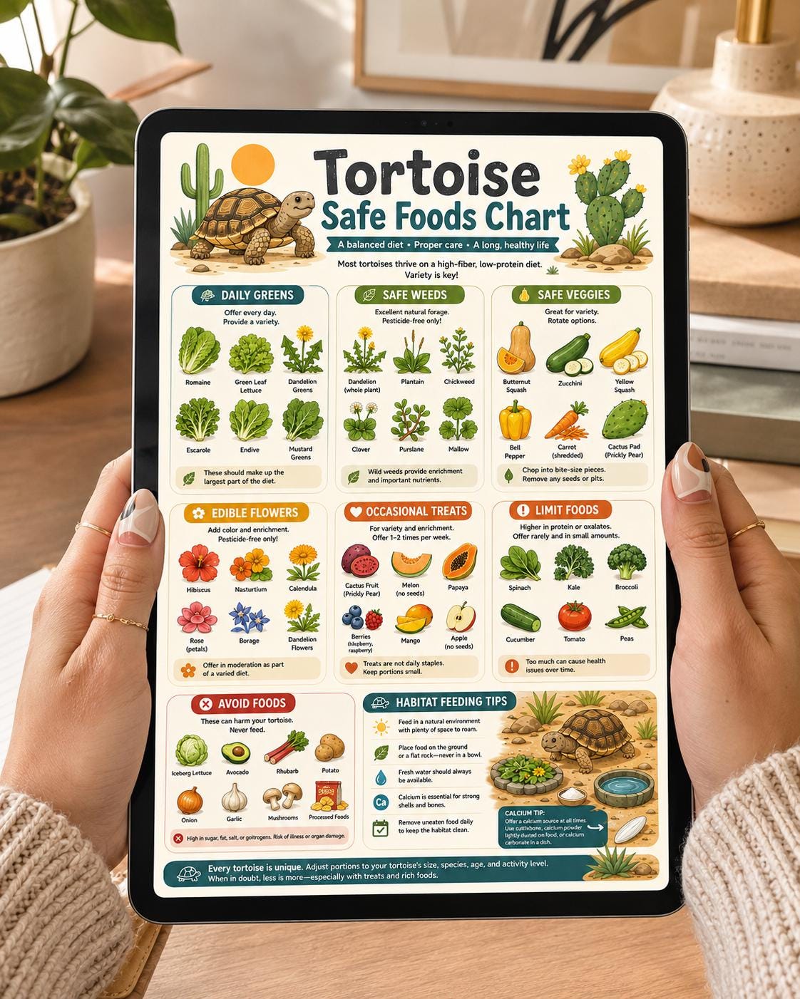 Tortoise Safe Foods Chart, Reptile Feeding Guide Printable Image, A4 US ...