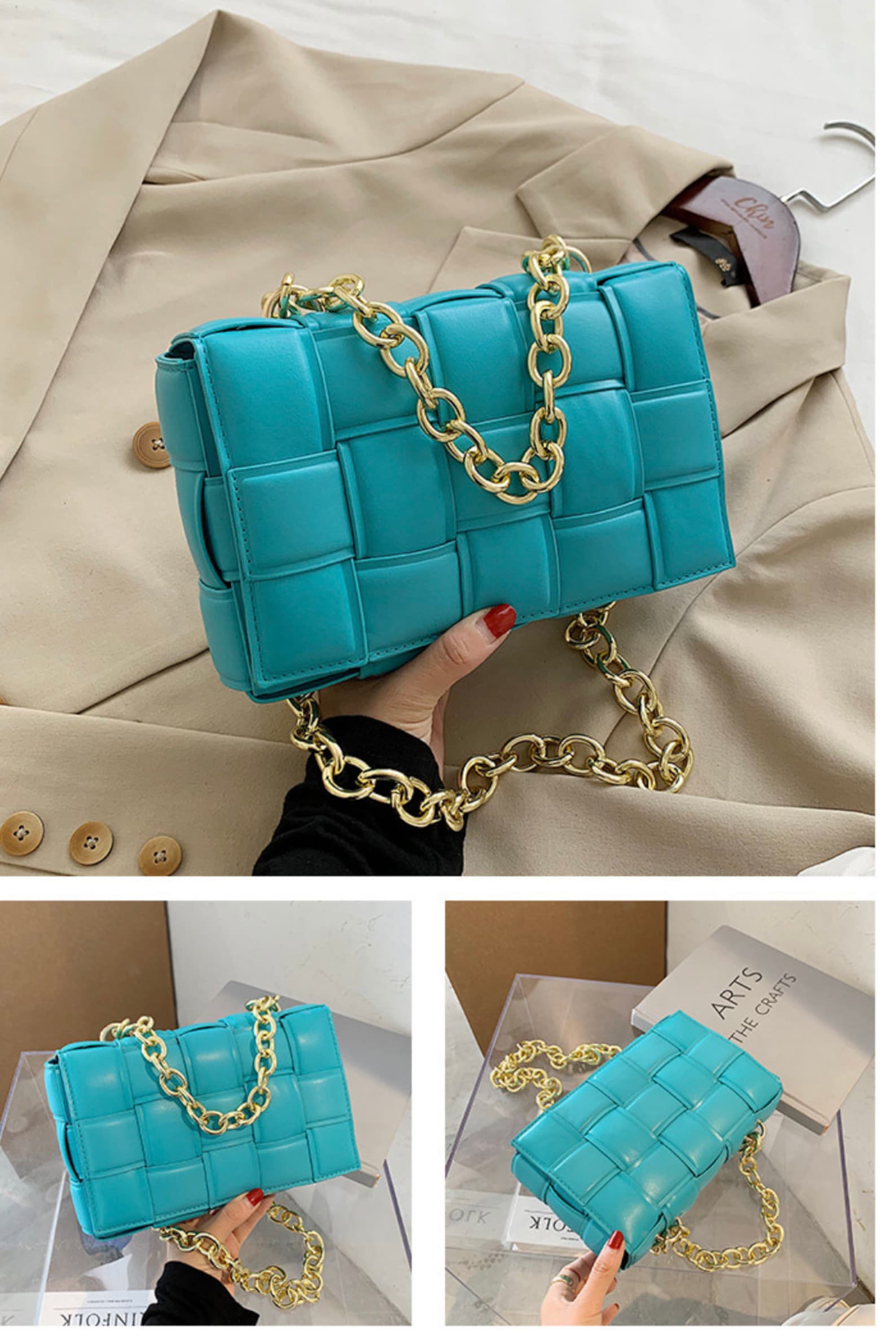 Chain Cassette Leather Shoulder Bag Gold Chain Crossbody Etsy