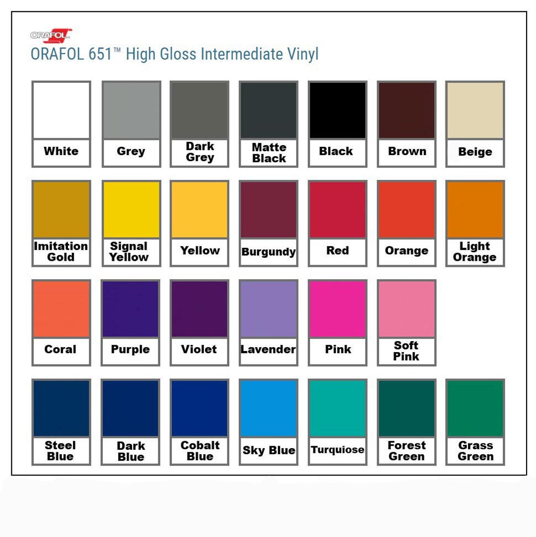 Oracal 651 High Gloss Vinyl Indoor/outdoor 12x12 Sheets Etsy