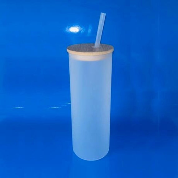 15OZ Sublimation Frosted/Clear Glass Can With Handle Bamboo Lid