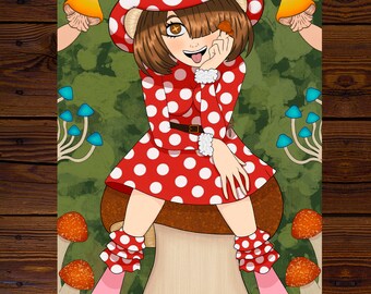 小森きのこ | 光沢アートプリント | きのこヒーロー