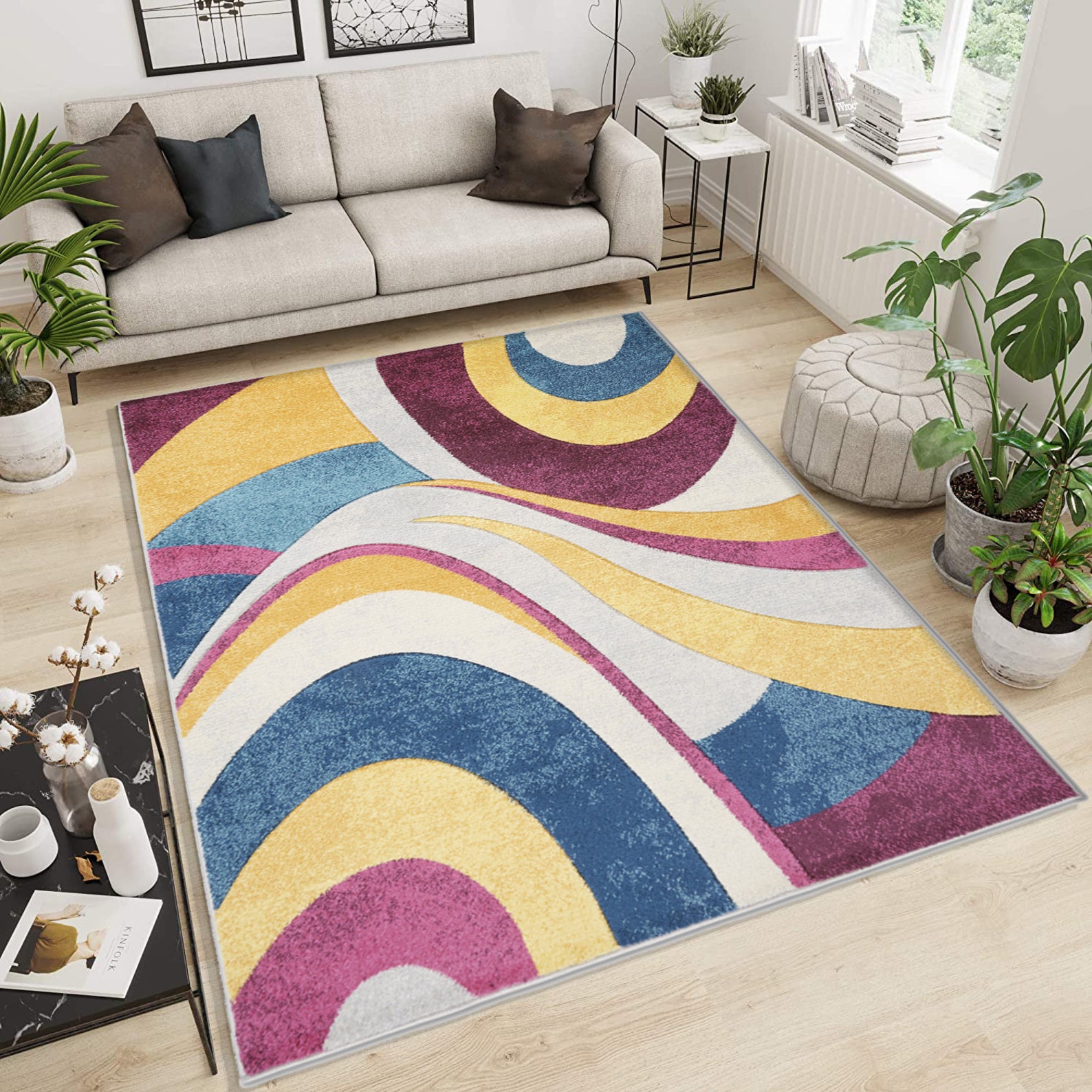 Modern Rug/ Wave Pattern Carpet for Living Room/ UK Free Etsy