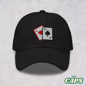 Chapéu de Blackjack | Chapéu de Pôquer | Vestuário Las Vegas | Boné temático de cassino | Acessório de jogo para noites de pôquer | Chapéu de pai bordado |