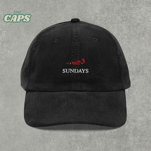 Embroidered F1 Sundays Hat | Handmade Vintage Corduroy Cap | Race Day Essential & Gift for Motorsports Fans | Custom Corduroy Cap | F1 Hat |