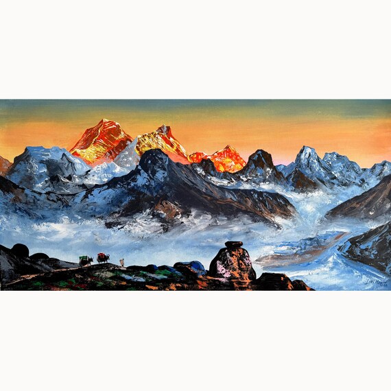 Majestic Mount Everest – Acrylic Landscape Painting - Etsy