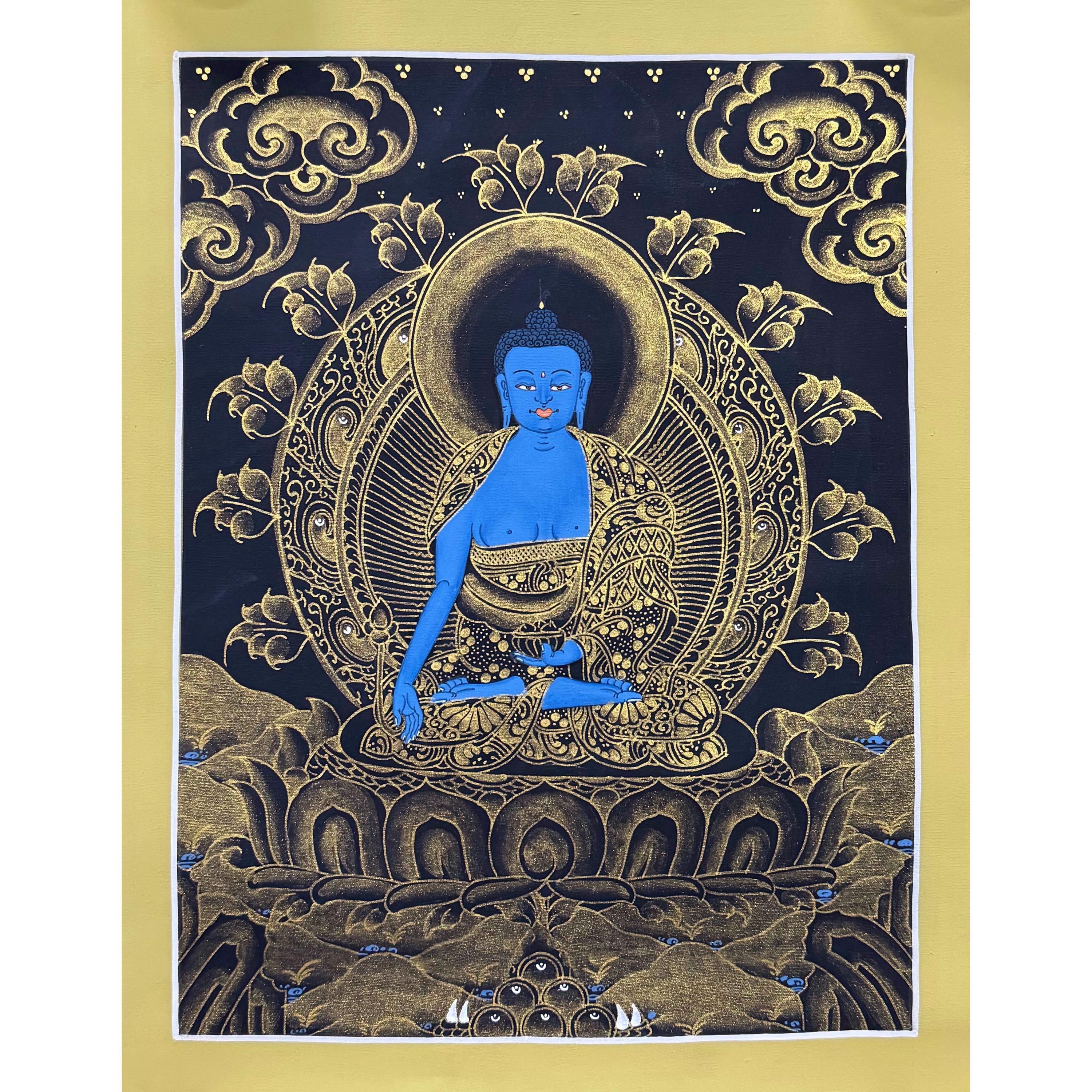 チベット医学 曼荼羅画集 The Buddha's Art of Healing Medicine Buddha Thangka Painting, Healing Buddha Tibetan Wall Art