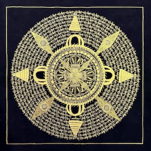 Stupa Mantra Mandala Thangka, Om Mani Padme Hum Thangka, Prayer Mandala Thanka