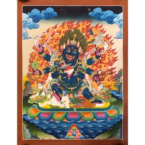 Tibetan Mahakala Thangka from Himalayas, Buddhist Wall Decoration - Best for Meditation