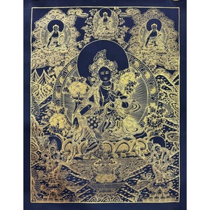 Blessed Green Tara Thangka Painting, Handmade Sacred Thangka Painting for Meditation & Good Luck to house, Tibetan Wall Decoration Painting