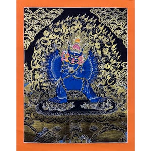 Genuine Hand Painted Yamantaka Tibetan thangka, thangka Gold leaf Painting