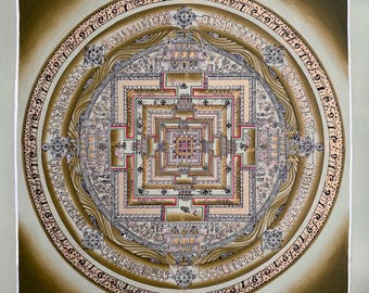 102 x 102 cm マスター品質のカラチャクラマンダラタンカアート