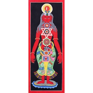 Seven Chakra Thangka Painting, Handmade Tibetan Art for Meditation, Yoga and Decoration
