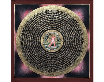 Vajrayogini Mantra Mandala Thangka Thangka, Tibetan Mandala Art for Meditation and Decoration