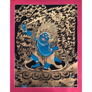 Fine Quality Mahakal, Akala, Sankata, Bhairab Thangka,  Sacred Thangka Painting for Meditation and Good Luck, Tibetan Wall Decoration